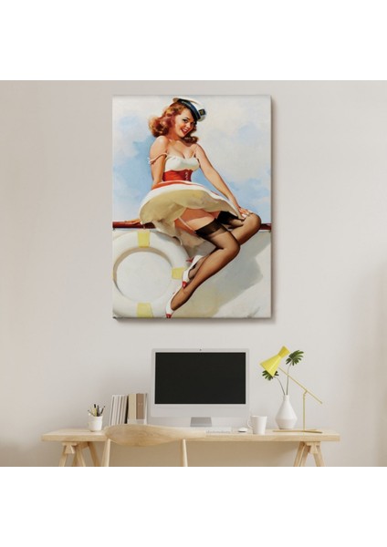 Denizci Sexy Kadın Dekoratif Kanvas Tablo, Duvar Dekoru 6432 indirimleri