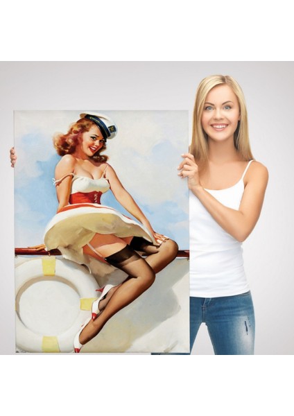 Denizci Sexy Kadın Dekoratif Kanvas Tablo, Duvar Dekoru 6432