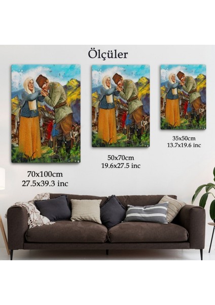 Annesi Zübeyde Hanımın Elini Öperken Atatürk Dekoratif Kanvas Tablo, Duvar Dekoru 6302 fırsatları