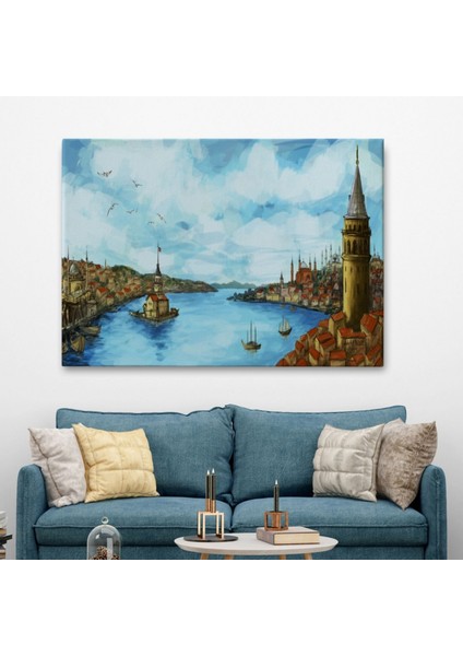 Boğaz Kız Kulesi ve Galata Kulesi Dekoratif Kanvas Tablo, Duvar Dekoru 6506 fiyatları