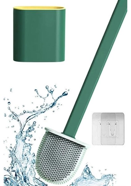 Bfs Duvara Monte Edilebilir Kapaklı Askılı Klozet Yumuşak Silikon Başlıklı Tuvalet Fırçası Seti