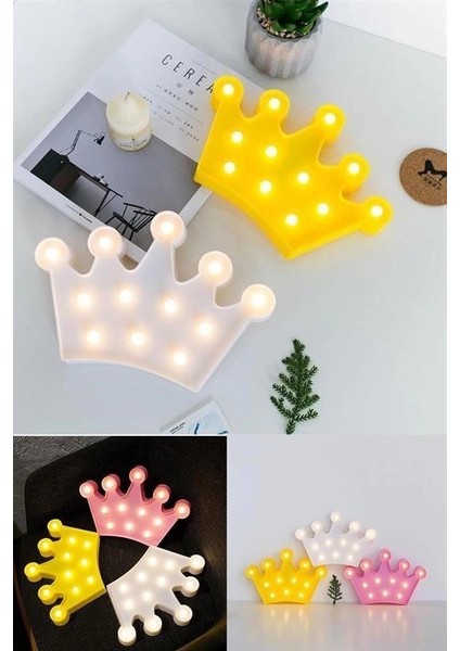 Bfs 3D Dekoratif Pilli Kraliçe Tacı Model LED Masa ve Gece Lambası