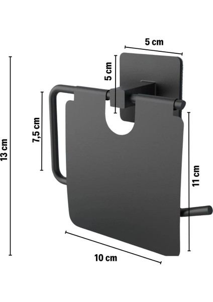 Kendiliğinden Yapışkanlı Siyah Paslanmaz Metal Kapaklı Tuvalet Kağıtlığı Aparatı modelleri