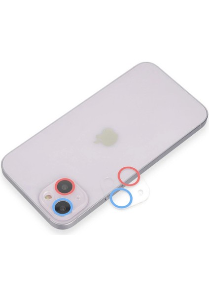 Bfs iPhone 14 Plus Renkli Kamera Lens Koruma Cam - Pembe-Mavi