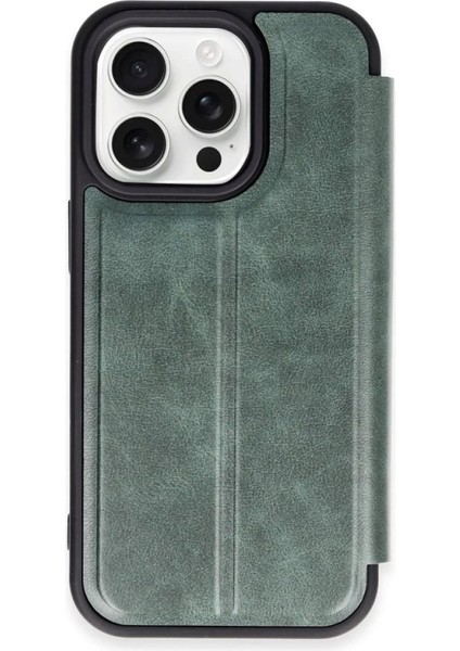 Bfs iPhone 15 Pro Max Kılıf Flip Cover - Koyu Yeşil