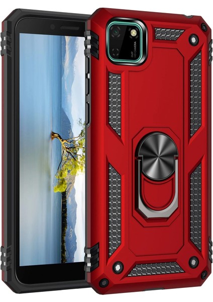 Bfs Huawei Y5P Kılıf Sofya Yüzüklü Silikon Kapak - Kırmızı
