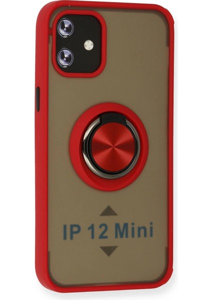 Bfs iPhone 12 Mini Kılıf Montreal Yüzüklü Silikon Kapak - Kırmızı fiyatları