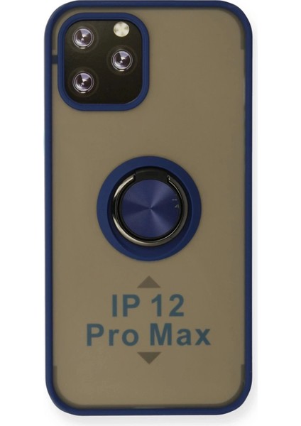 Bfs iPhone 12 Pro Kılıf Montreal Yüzüklü Silikon Kapak - Lacivert