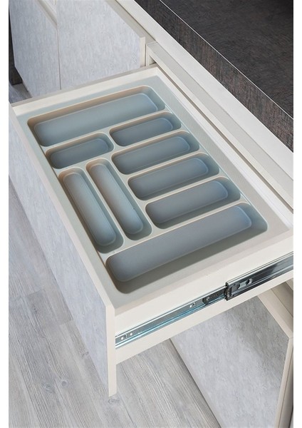 Gri Renk Çekmece Içi Kaşıklık ve Kepçelik, 55X49 Cm, 49X40 Cm’ye Kadar Uyum Sağlar