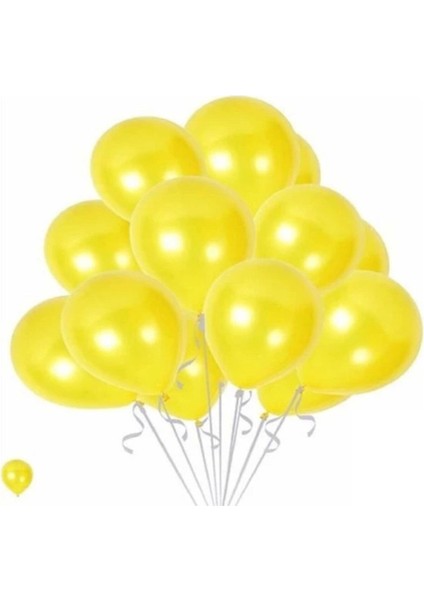 10 Adet Parlak Sarı Metalik Balon, Partiye Renk Katacak Şık Dekorasyon Malzemesi