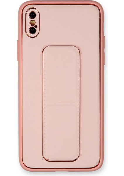 Bfs iPhone Xs Max Kılıf Coco Deri Standlı Kapak - Pembe
