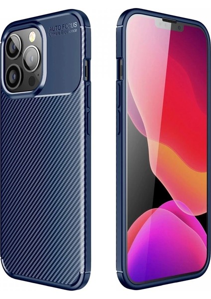 Bfs iPhone 13 Pro Max Kılıf Auto Focus Karbon Kapak - Lacivert