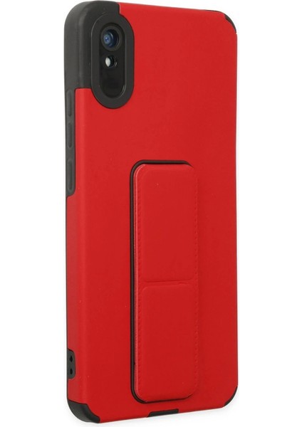 Bfs Xiaomi Redmi 9A Kılıf Mega Standlı Silikon - Kırmızı fiyatları