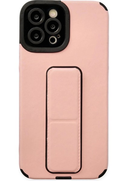 Bfs iPhone 12 Pro Max Kılıf Mega Standlı Silikon - Pudra