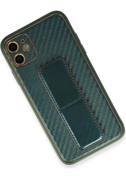 Bfs iPhone 12 Kılıf Coco Karbon Standlı Kapak - Yeşil modelleri