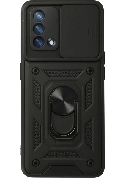 Bfs Oppo A74 4g Kılıf Pars Lens Yüzüklü Silikon - Siyah