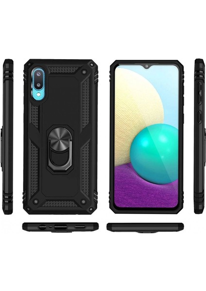 Bfs Samsung Galaxy A02 Kılıf Sofya Yüzüklü Silikon Kapak - Siyah modelleri
