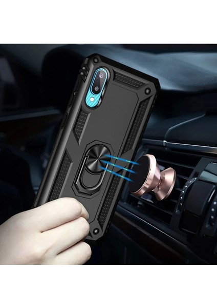 Bfs Samsung Galaxy A02 Kılıf Sofya Yüzüklü Silikon Kapak - Siyah