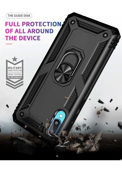 Bfs Samsung Galaxy A02 Kılıf Sofya Yüzüklü Silikon Kapak - Siyah