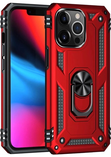 Bfs iPhone 14 Pro Kılıf Sofya Yüzüklü Silikon Kapak - Kırmızı