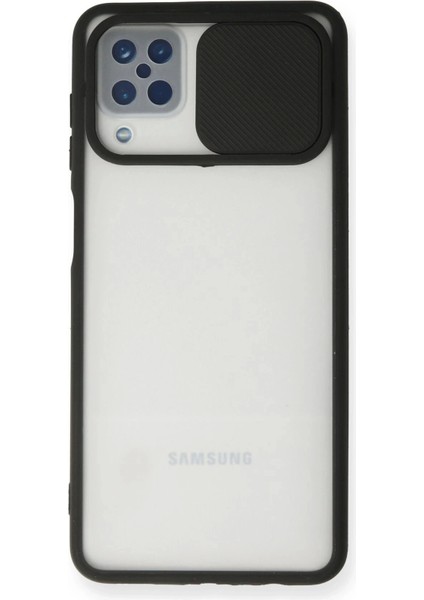 Bfs Samsung Galaxy A12 Kılıf Palm Buzlu Kamera Sürgülü Silikon - Siyah