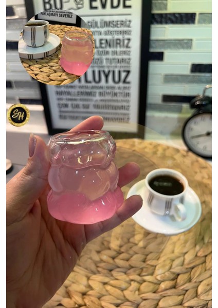 75ML 6'lı Boncuk Kahve Yanı Bardak, Mini Üzüm Şekilli Sunum Bardağı