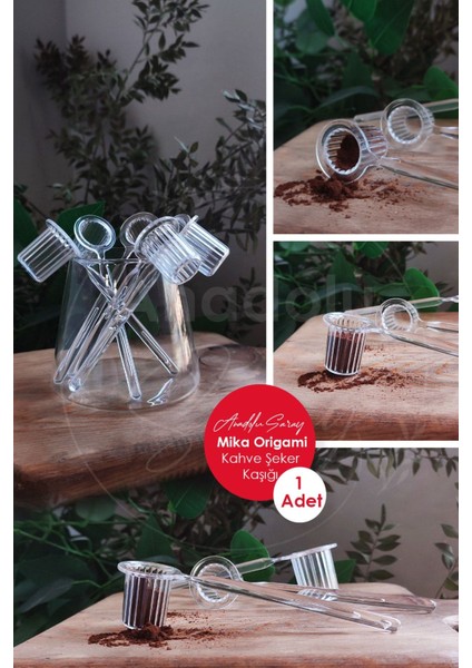 Turuncu Origami Şekilli Şeker ve Kahve Kaşığı, Cam Değil, 1 Adet