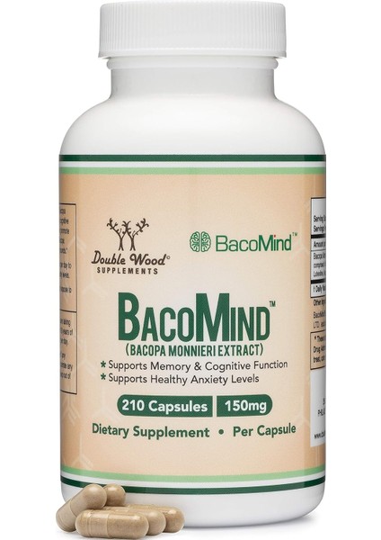 Bacomind Clinically Tested Bacopa 210 Vegan Caps Learning And Memory, Reduces Anxiety