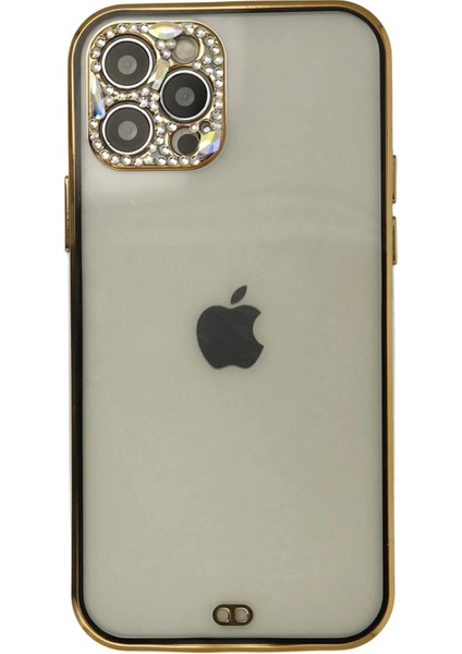 Bfs iPhone 12 Pro Max Kılıf Liva Taşlı Silikon - Siyah