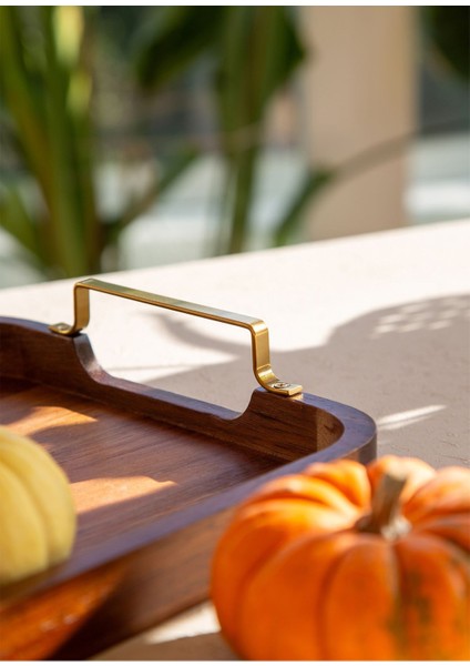 Siyah Metal Kollu Akasya Tepsi 38X28 Cm, Şık ve Dayanıklı Mutfak Aksesuarı indirimleri