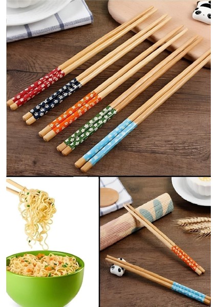Desenli Yıkanabilir Bambu Yemek Çubuğu, Suşi ve Ramen Için Ideal, Kahverengi Renkli fiyatları