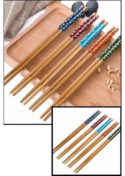 Desenli Yıkanabilir Bambu Yemek Çubuğu, Suşi ve Ramen Için Ideal, Kahverengi Renkli modelleri