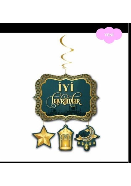 Yeşil Bayram Süsleri Mini Asma Tavan Dekorasyonları