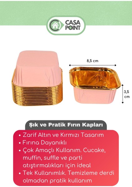 Kare Pembe Gold Muffin Kek Kalıbı ve Sufle Aşure Kabı 30 Adet fiyatları