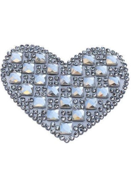 Yapışkan Kalp Formunda Ütüyle Yapışan 4 Adet, Gri Renk, 6.2X4CM