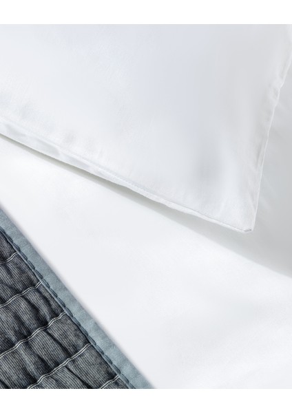 Jeanne Family Size Bordürlü Saten Nevresim Takımı - Lacivert/beyaz indirimleri