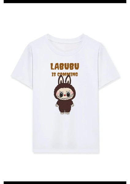 Kız Labubu Çocuk Baskılı T-Shirt - Beyaz