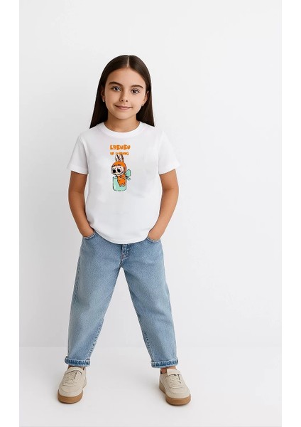 Kız Labubu Çocuk Baskılı T-Shirt - Beyaz fiyatları