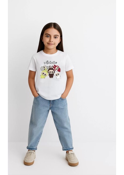 Kız Labubu Çocuk Baskılı T-Shirt - Beyaz fiyatları