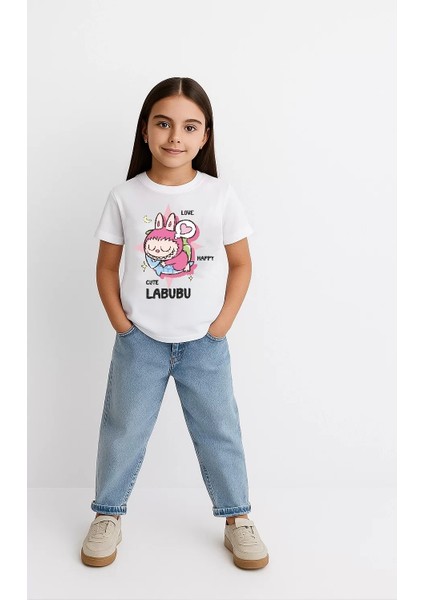 Kız Labubu Çocuk Baskılı T-Shirt - Beyaz fiyatları
