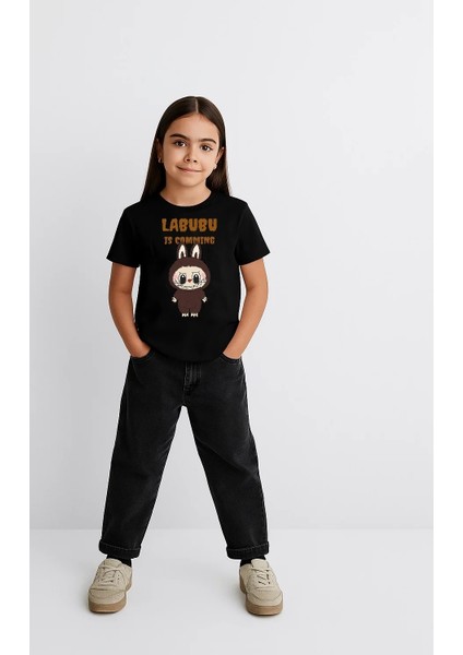 Kız Labubu Çocuk Baskılı T-Shirt - Siyah fiyatları