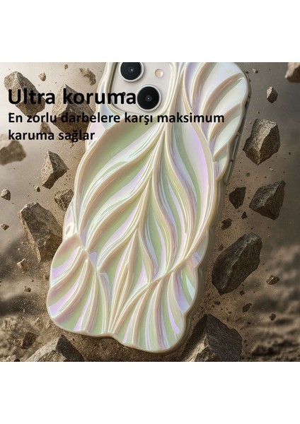 iPhone 15 Kılıf Yaprak Desenli Hologramlı Parlak Darbe Önleyici Silikon Kapak modelleri