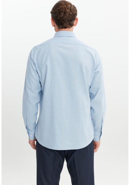 %100 Pamuk Comfort Fit Rahat Kesim Düğmeli Yaka Balıksırtı Desenli Gömlek indirimleri