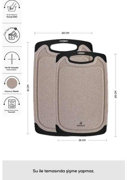 Desenli Krem 2'li Kesme Tahtası, 25/31 Cm, Dayanıklı ve Şık Mutfak Gereci modelleri