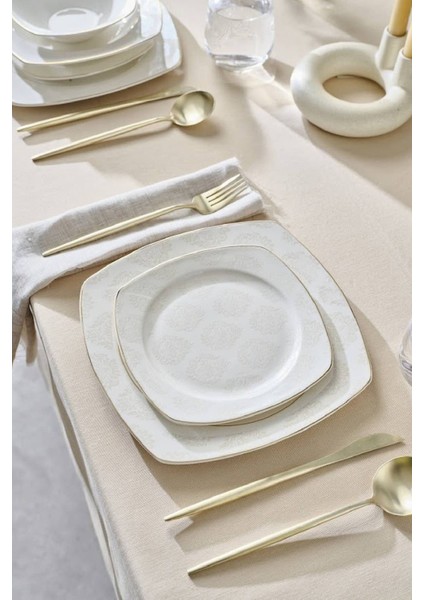 Beyaz 24 Parça 6 Kişilik Zarif Yemek Takımı, Şık ve Şeffaf Tasarım fiyatları