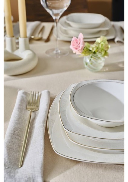 Beyaz 24 Parça 6 Kişilik Zarif Yemek Takımı, Şık ve Şeffaf Tasarım fırsatları