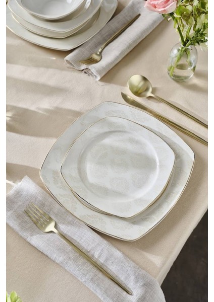 Beyaz 24 Parça 6 Kişilik Zarif Yemek Takımı, Şık ve Şeffaf Tasarım indirimleri
