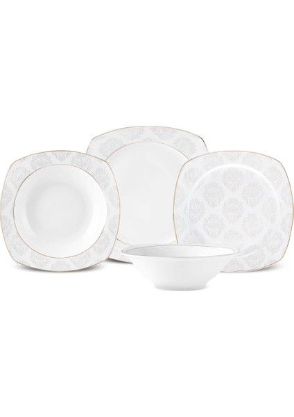 Beyaz 24 Parça 6 Kişilik Zarif Yemek Takımı, Şık ve Şeffaf Tasarım