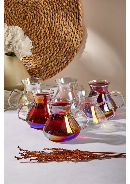 Şık 6'lı 200 ml Luster Çay Bardağı Seti, Zarif ve Kullanışlı Tasarım