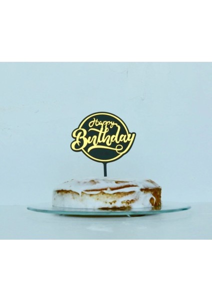 Siyah ve Altın Detaylı Yuvarlak Doğum Günü Pasta Süsü, Şık ve Özel. fiyatları